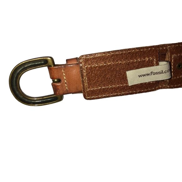 Vintage Fossil Woven Leather Boho Belt, Waist Accessory, Rodeo, Southwest Ranch - Picture 4 of 10